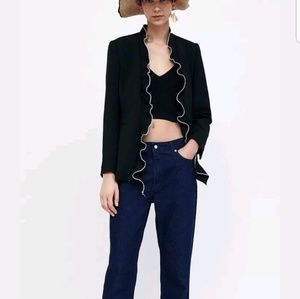 Zara Blazer With Contrasting Piping Black/White